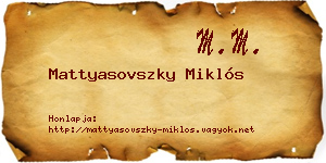 Mattyasovszky Miklós névjegykártya